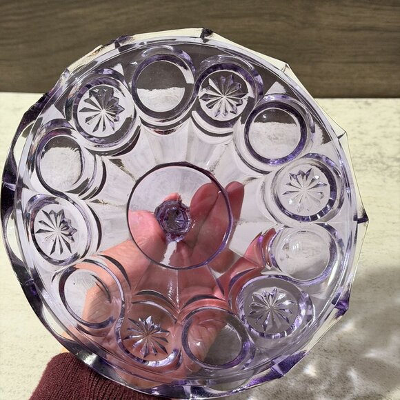 Fenton Vintage Neodymium Knobby Bulls Eye Candy Box Wisteria Covered Dish 9385WT - Picture 4 of 12